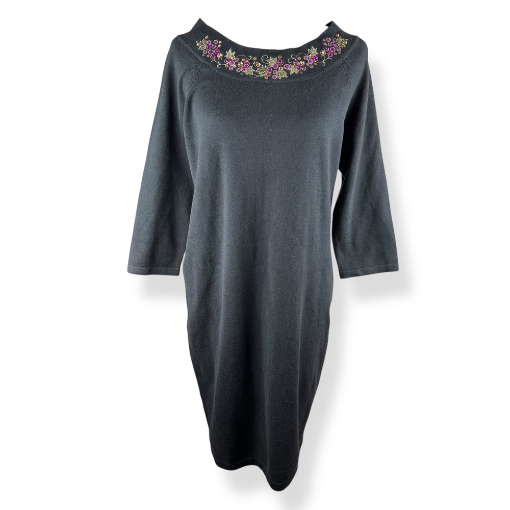 Bob Mackie Wearable Art Womens Size Small Knit Sweater Dress Embellished Jeweled